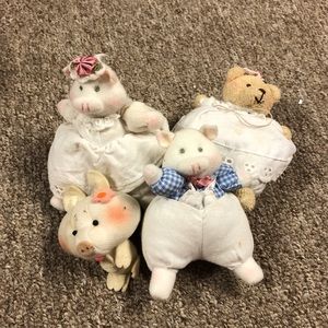 Stuffed Bear and Pig Bundle; Miniature Plush